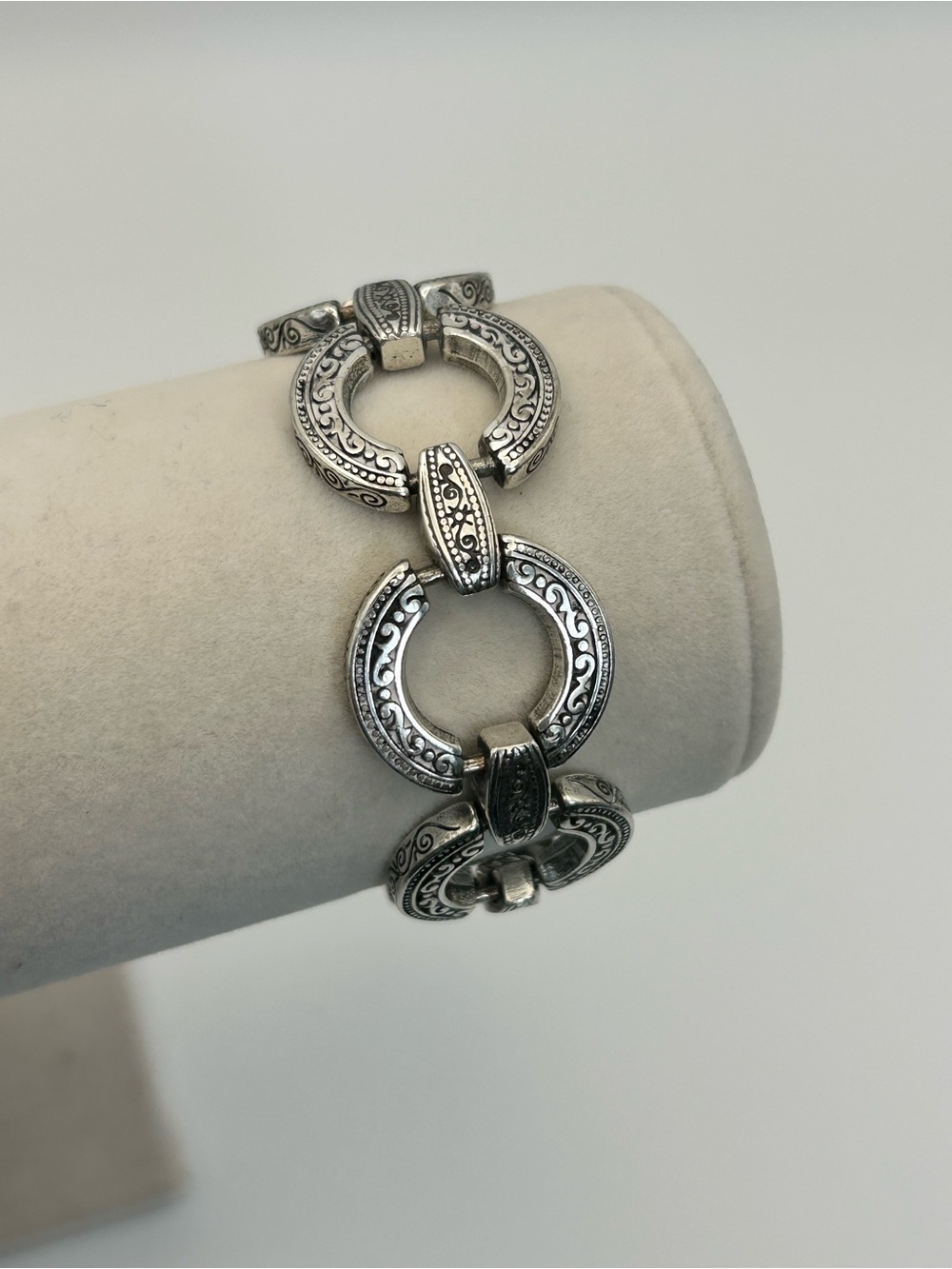 Brighton Central Park Bracelet Silver Plated Round Link 8" Toggle
